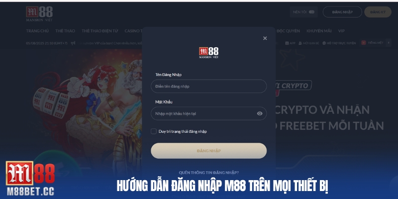 Hướng dẫn đăng nhập M88 trên mọi thiết bị